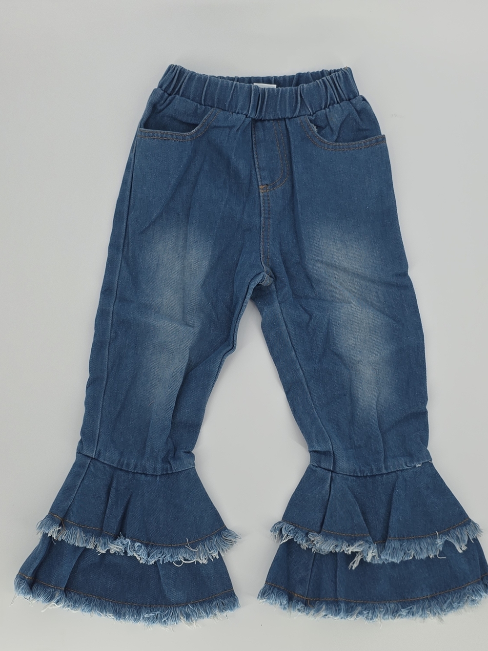 Toddler Girls 3T/4T Blue Ruffle Hem Distressed Denim Jeans
